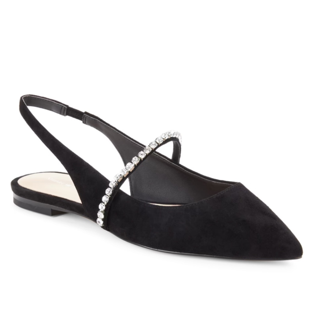 STUART WEITZMAN Crystalline Slingback Suede Flats Size 5.5